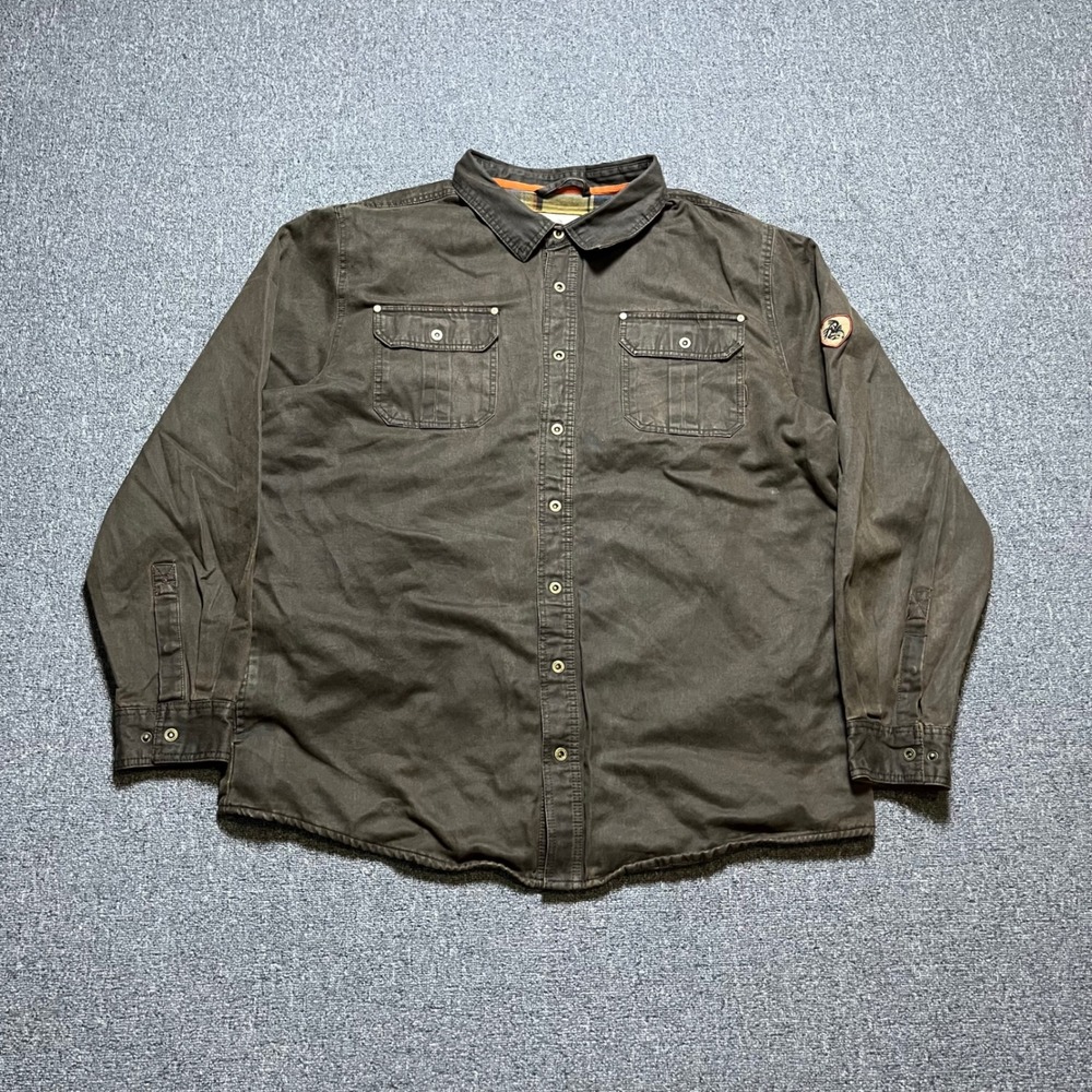 Legendary Whitetails Shirt Jacket 2XT Brown‎ Flannel Lined Snap Front Coat